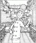 Dessin de ratatouille cuisinier dans la cuisine 
